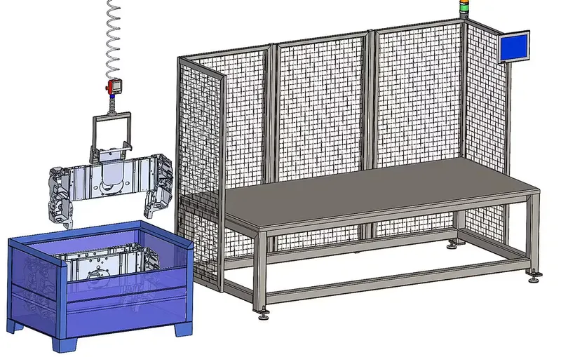 Balancer ezzFLOW an einer Schweißroboter-Anlage
