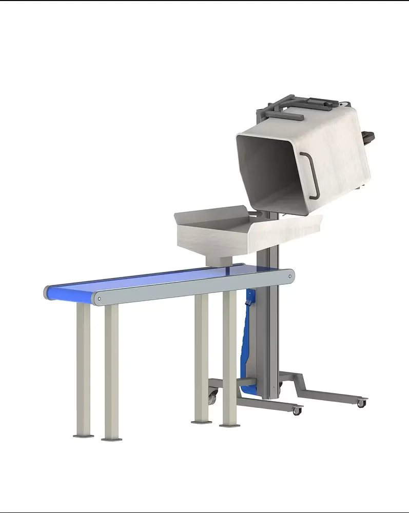 Edelstahl-Hebehilfe ezzLIFTmaster beim hygienischen Umfüllen