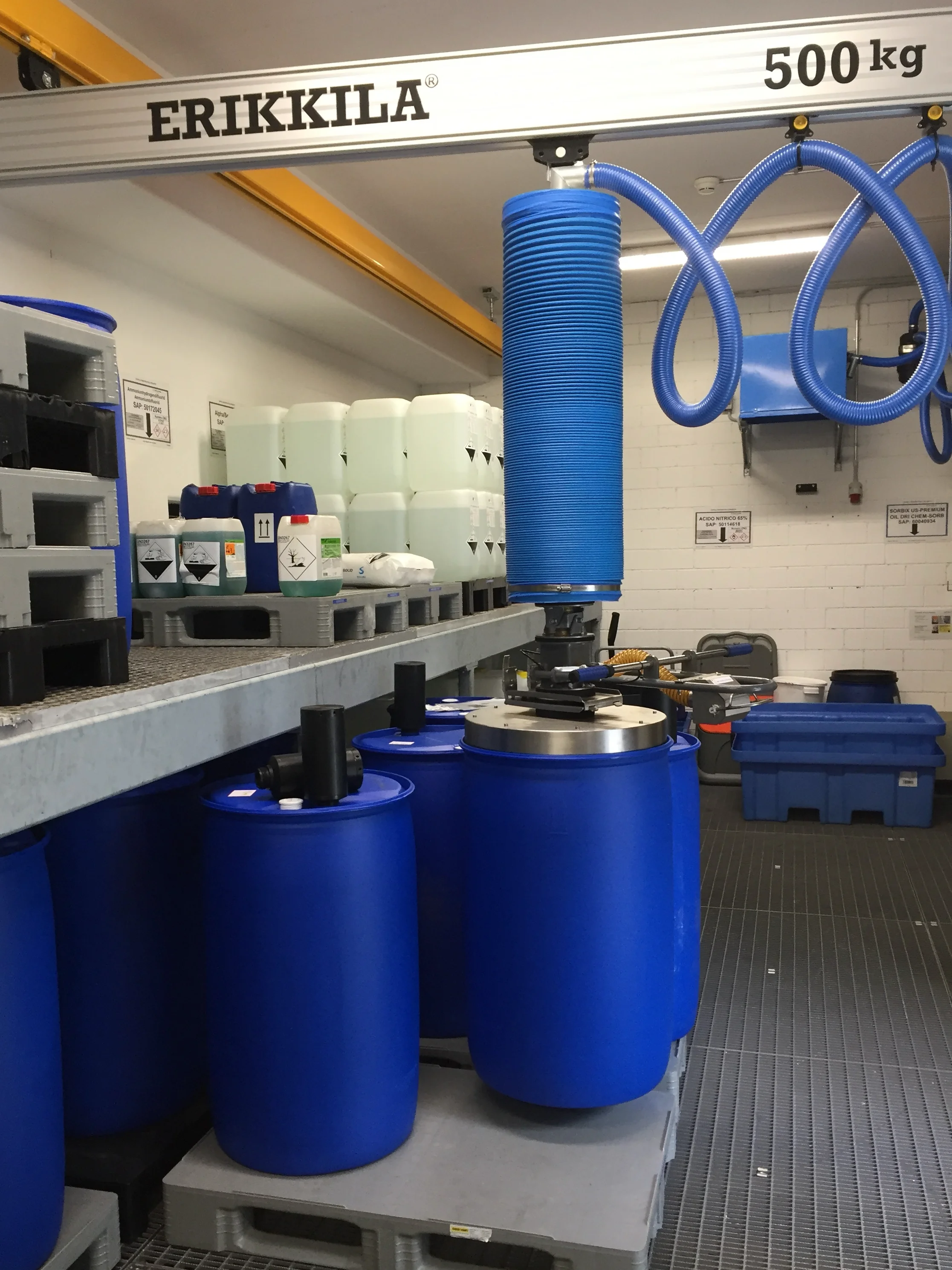 Drum handling and bucket handling with control