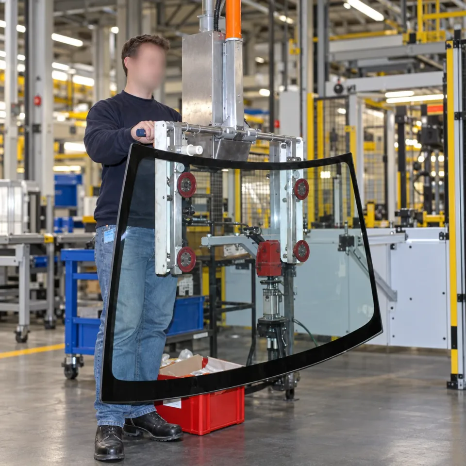 Vacuum handling of a vehicle window