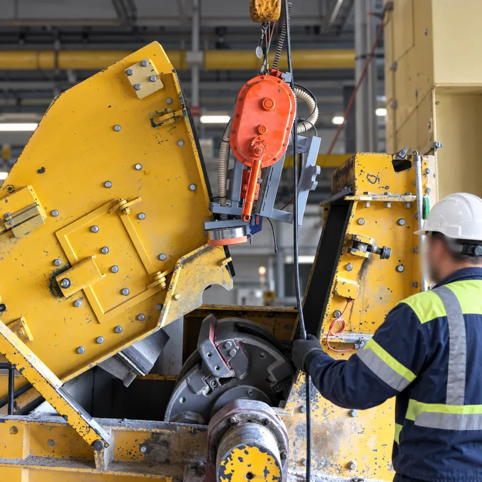 Installing a component in a stone crusher