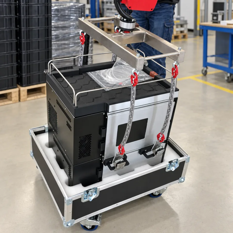 Lifting frame attached to an electronics assembly