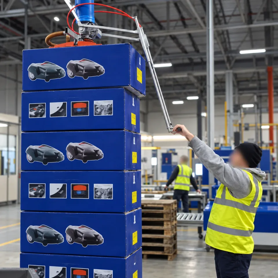 Stacking cartons high with a vacuum lifter