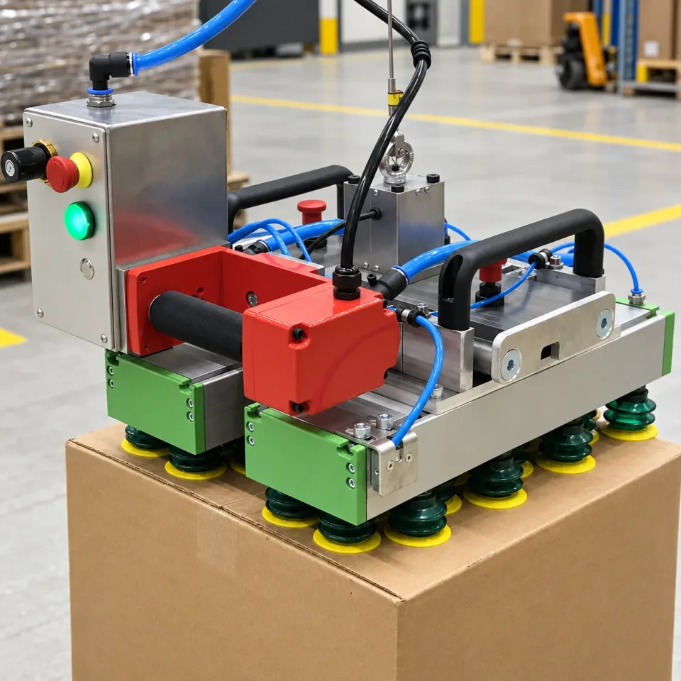 Vacuum gripper on a shipping carton