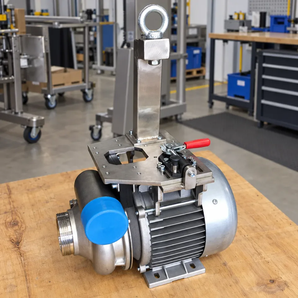 Positioning an electric motor with a lifting aid
