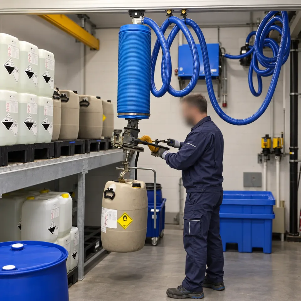 Canister handling with a hook and tube lifter