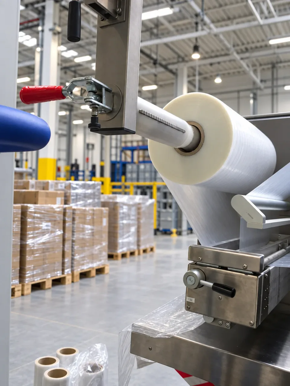 Feeding a roll into a packaging machine
